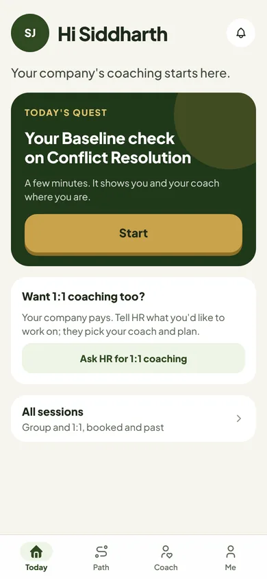 An employee's Today with their Conflict Resolution check waiting
