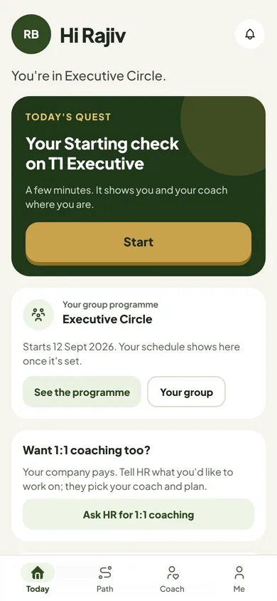 A executive's Today with the starting check waiting