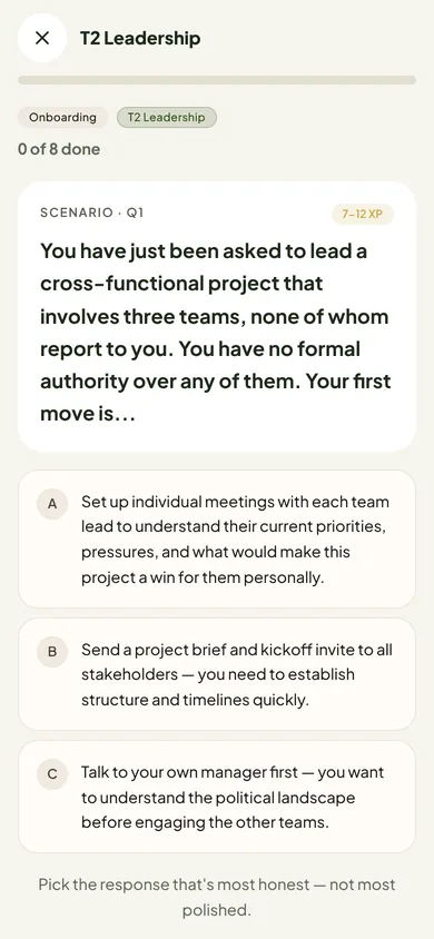 A work moment from the leader check