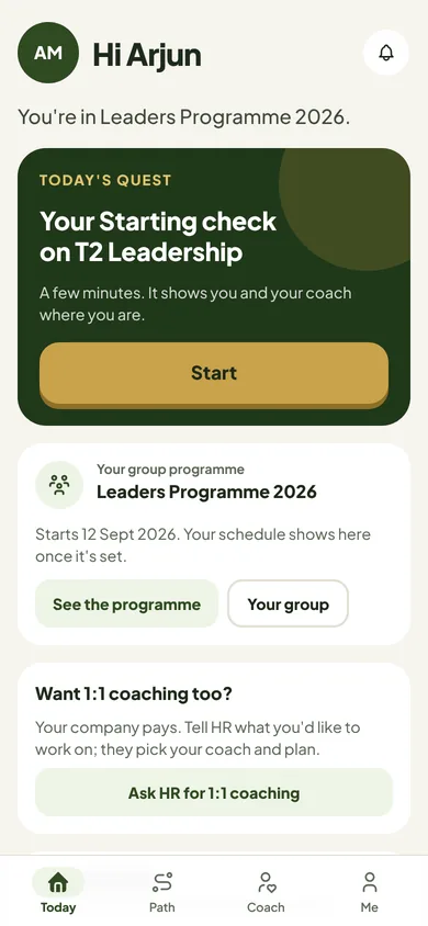 A leader's Today with the starting check waiting