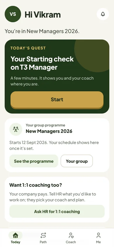 A manager's Today with the starting check waiting