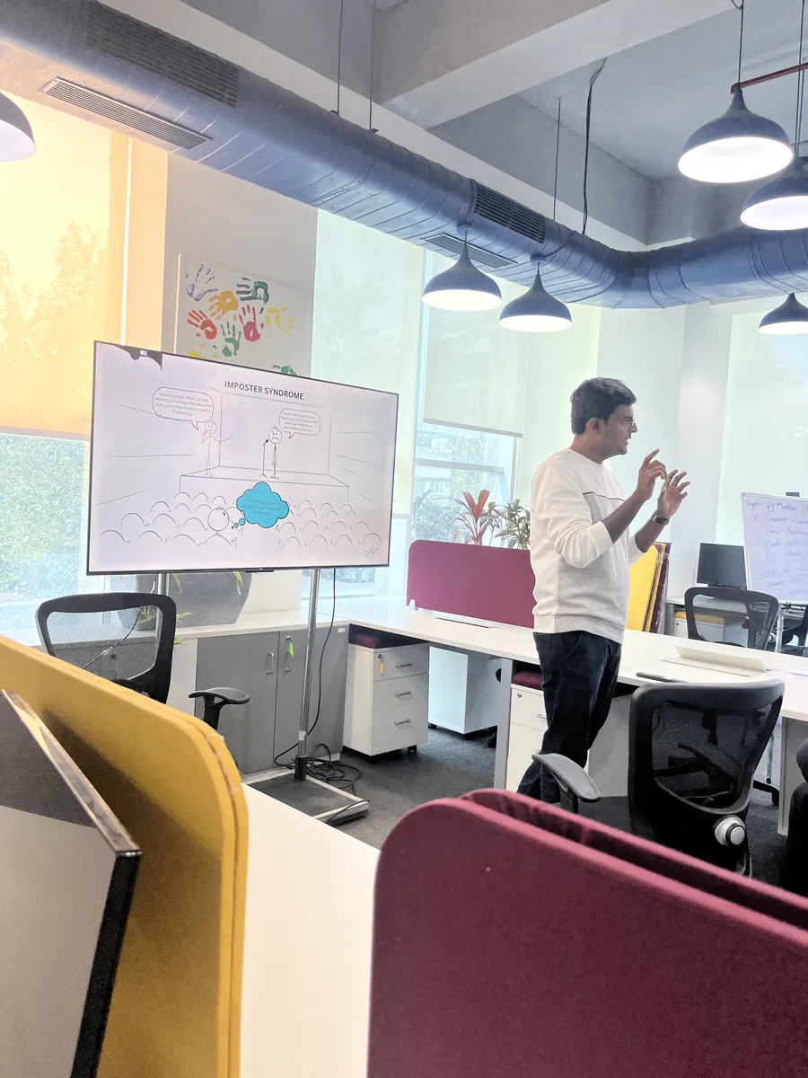 Presenter facilitating at whiteboard